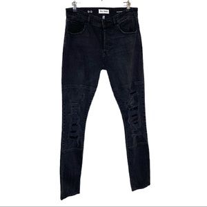 DL1961 Hunter Skinny‎ Black Destroyed Moto Jeans